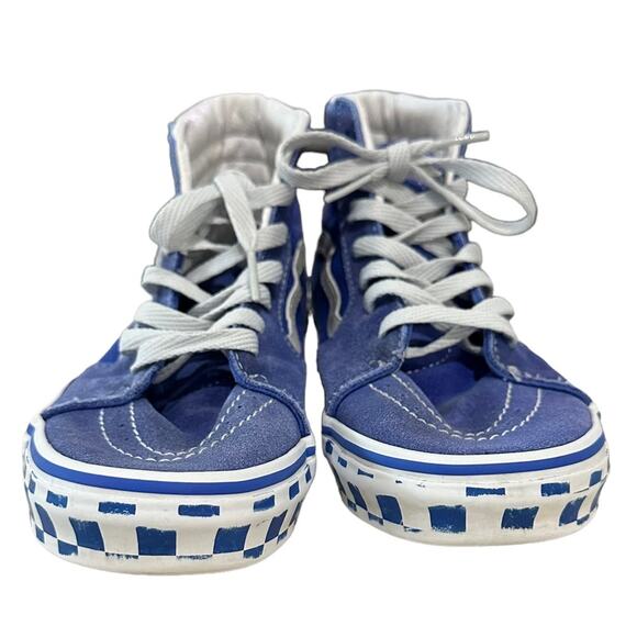 Vans Kids Reflective Sidestripe Sk8-Hi Checkerboard/Dazzling Blue juniors size 6 - Picture 7 of 8